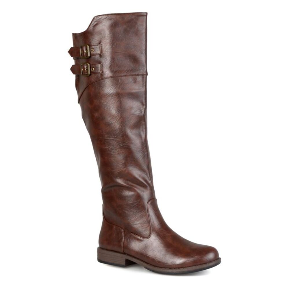 JOURNEE COLLECTION Womens Brown Tori Round Toe Zip-Up Riding Boot 6 M